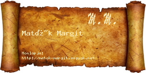 Matók Margit névjegykártya