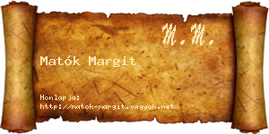 Matók Margit névjegykártya